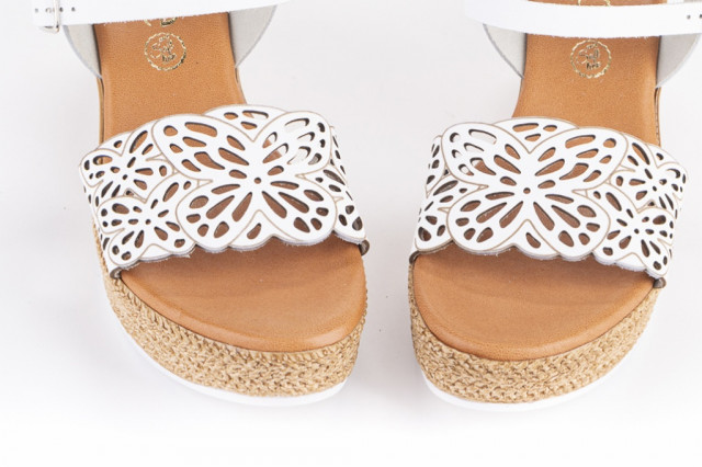 Sandales confortables compensées design sur la bride - Blanc - Lince