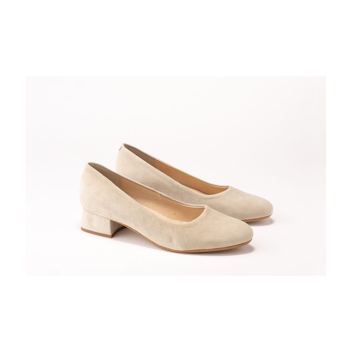 Escarpins en daim petit talon - Beige - Lince