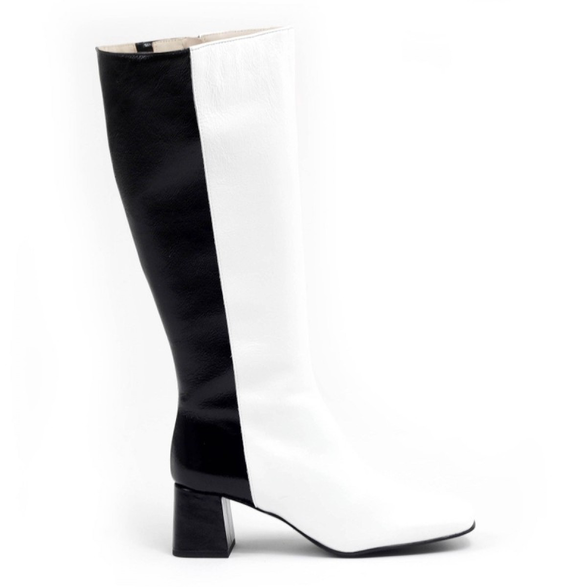 Bottes hautes en cuir bi-color - Blanc - Jose Saenz