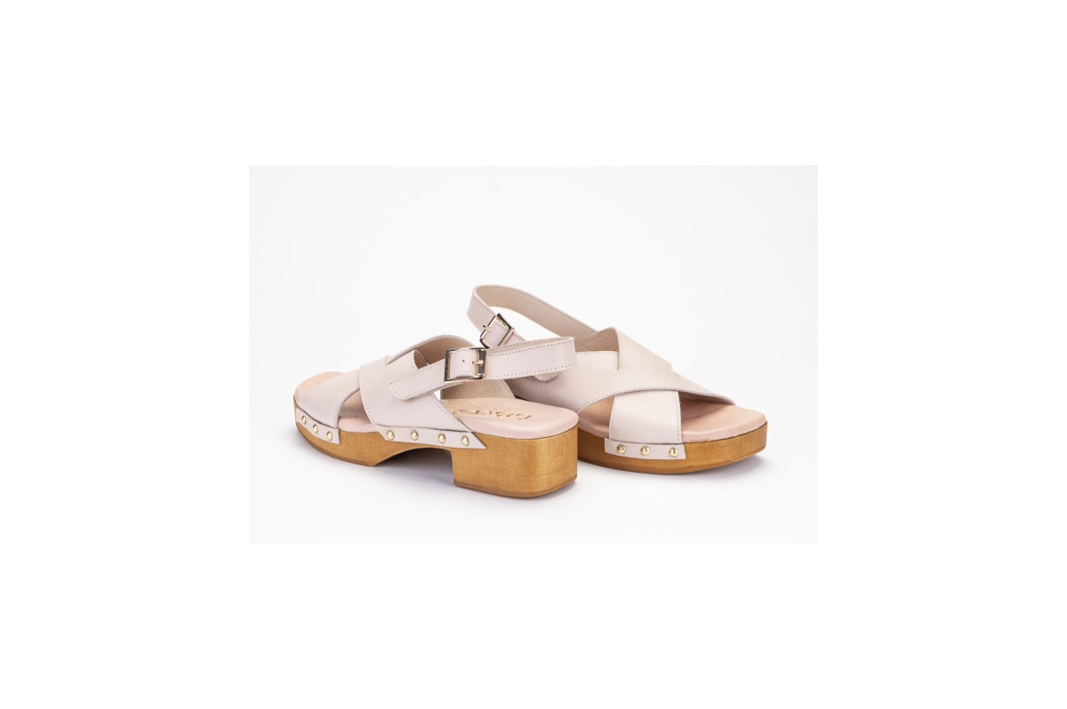 Sandales confortables à talon brides croisées - Beige - Lince