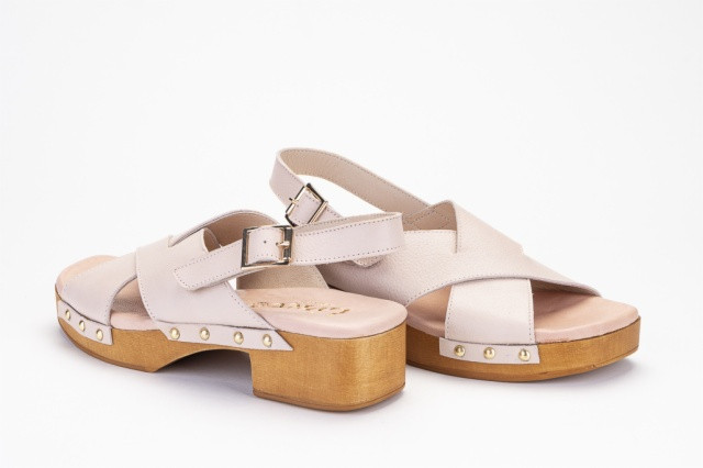 Sandales confortables à talon brides croisées - Beige - Lince