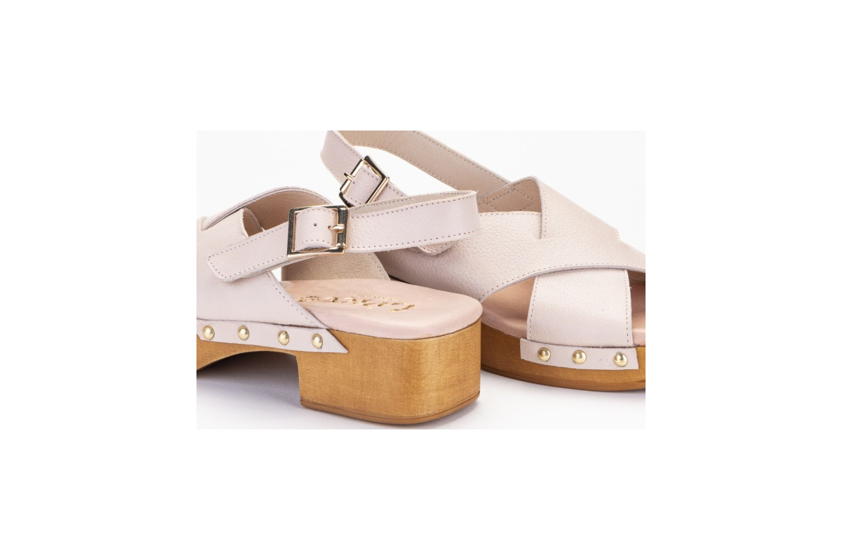 Sandales confortables à talon brides croisées - Beige - Lince