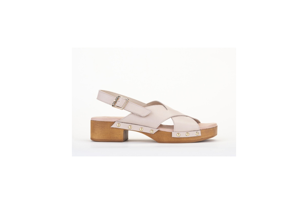 Sandales confortables à talon brides croisées - Beige - Lince