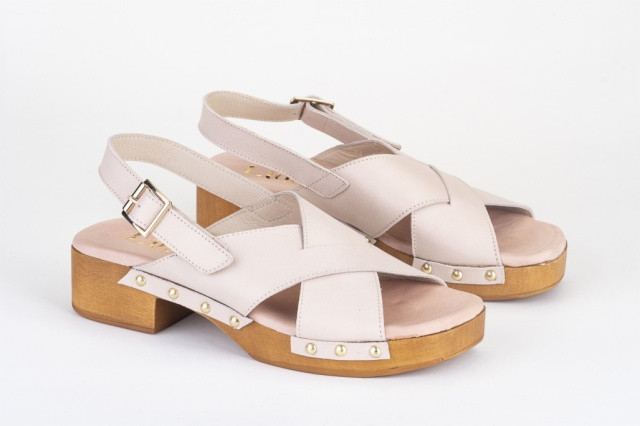 Sandales confortables à talon brides croisées - Beige - Lince