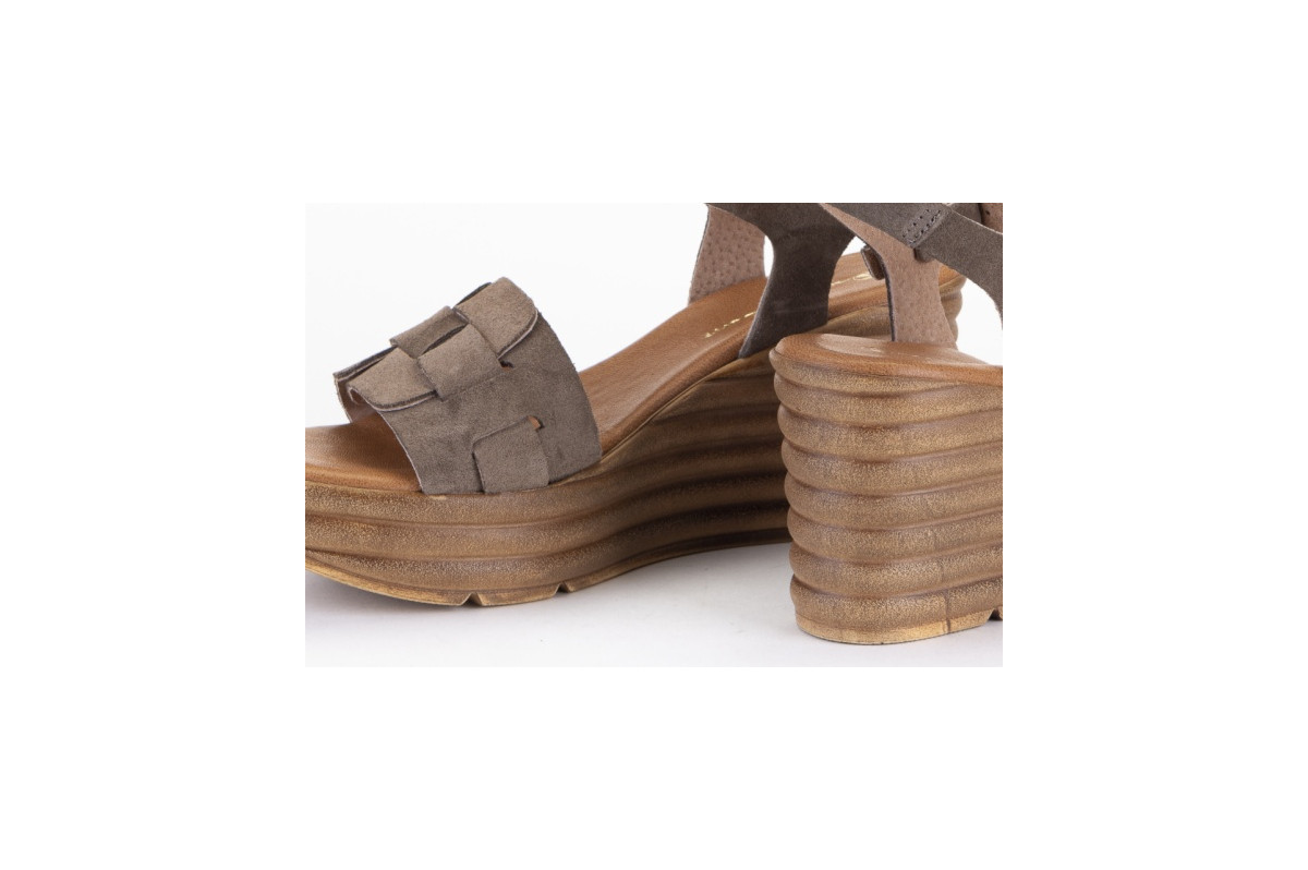 Sandales compensées en daim - Marron - Lince