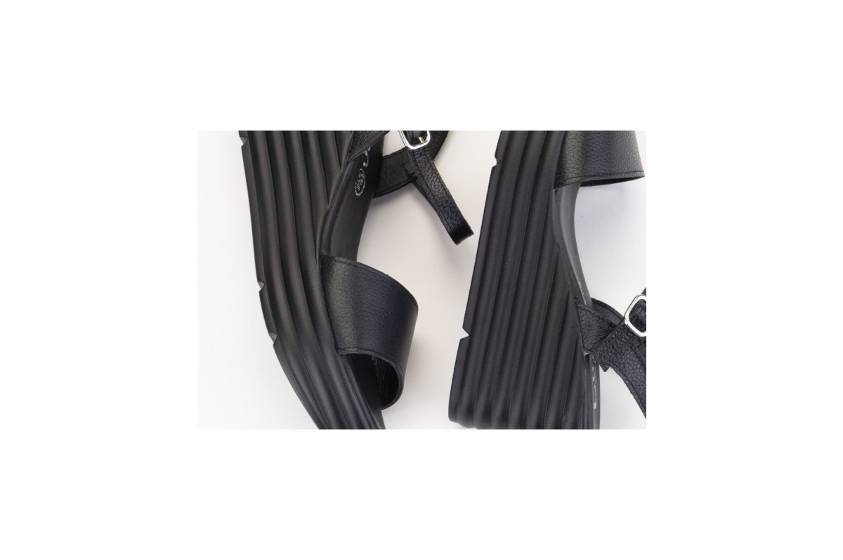 Sandales compensées en cuir - Noir - Lince