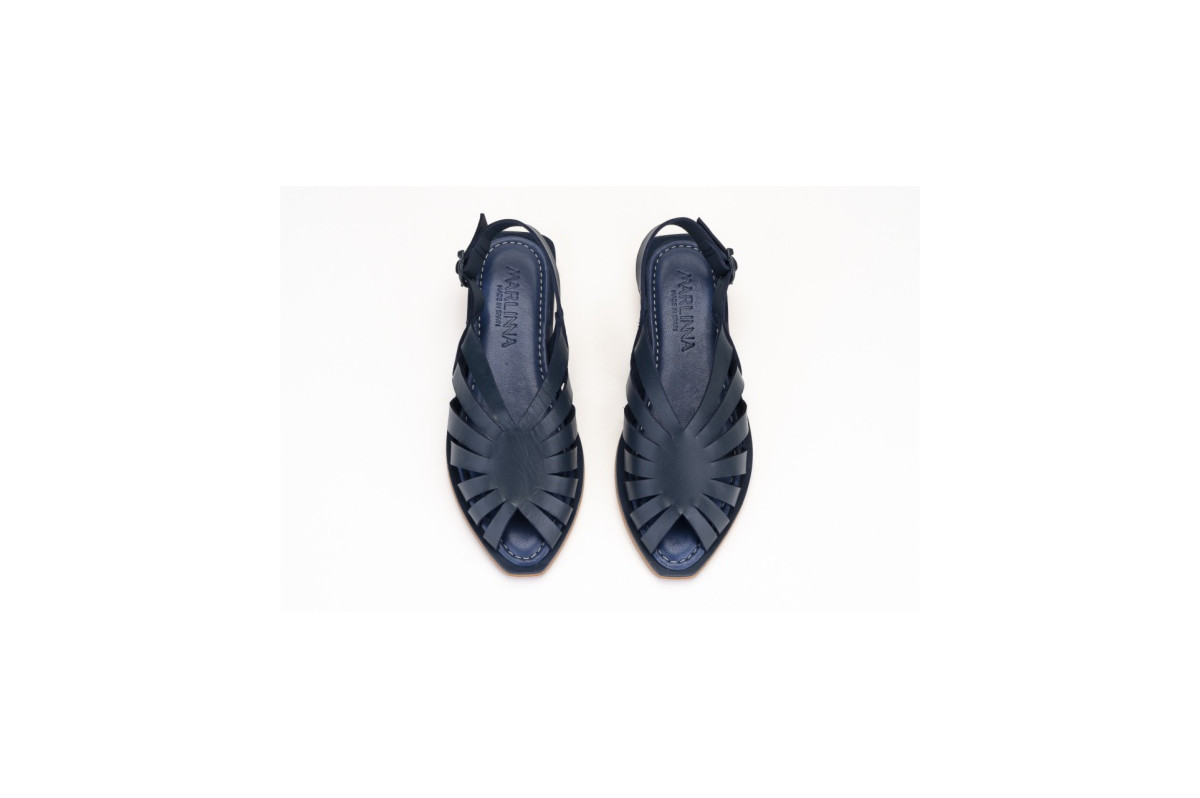 Sandales confortables plates multi lanières - Bleu Marine - Lince