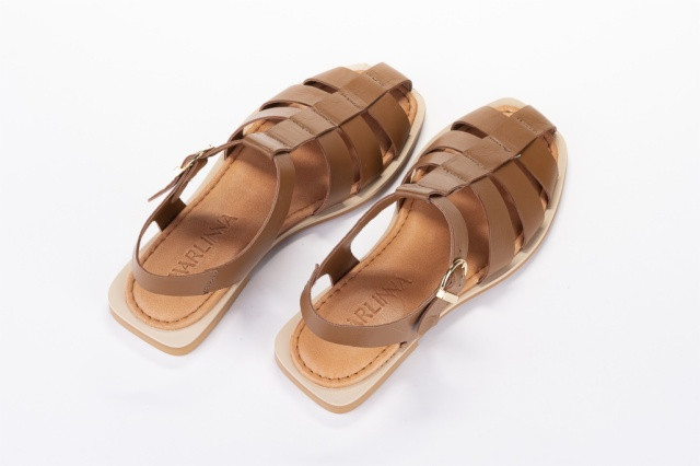Sandales confortables plates multi lanières - Marron - Lince