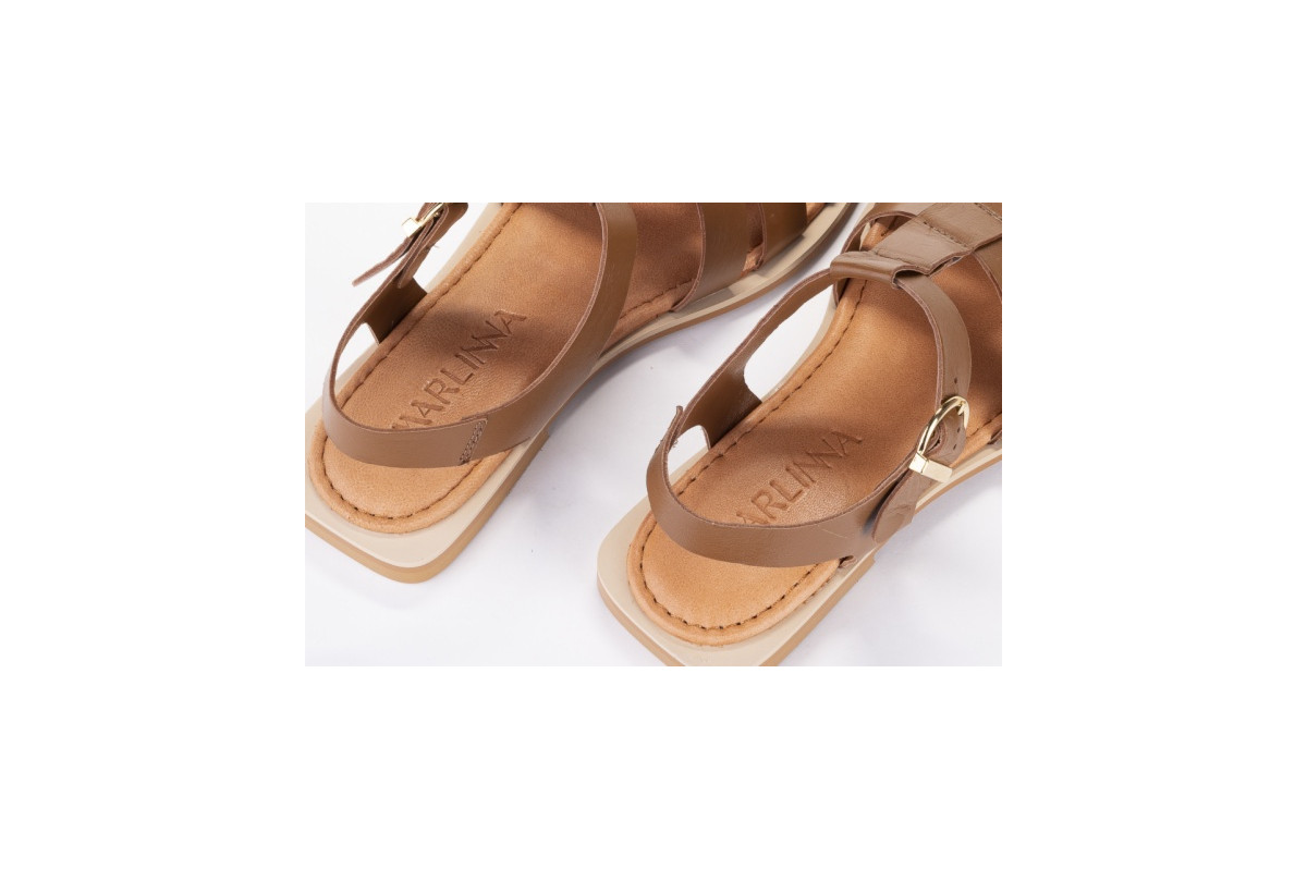 Sandales confortables plates multi lanières - Marron - Lince