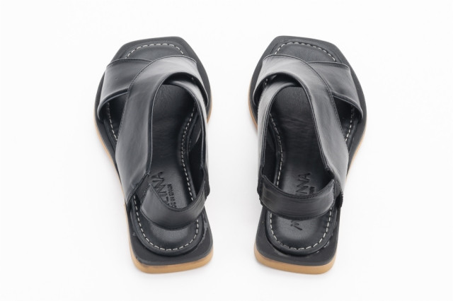 Sandales plates croisées à élastique - Noir - Lince