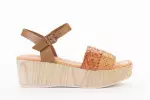 Sandales confortables compensées à talon effet bois - Marron - Lince