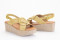 Sandales confortables compensées à talon effet bois - Jaune - Lince