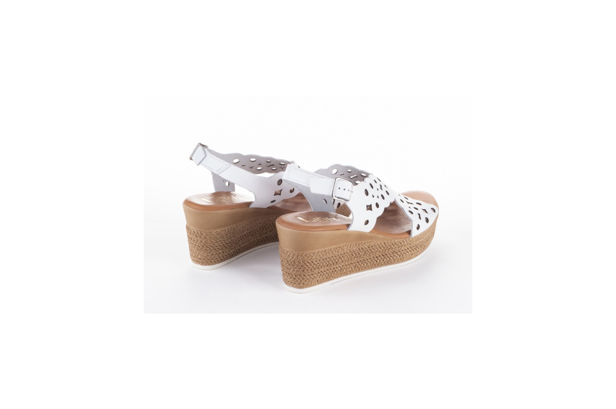 Sandales confortables compensées à brides décorées - Blanc - Lince