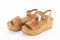 Sandales compensées à talon en cuir - Orange - Lince
