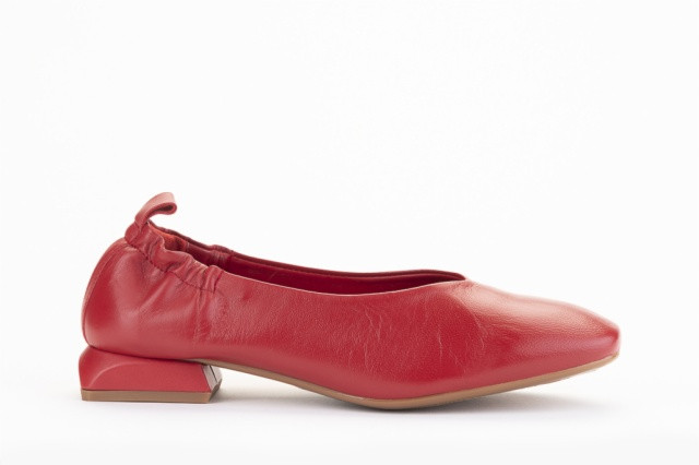 Ballerines petit talon en cuir - Rouge - Lince