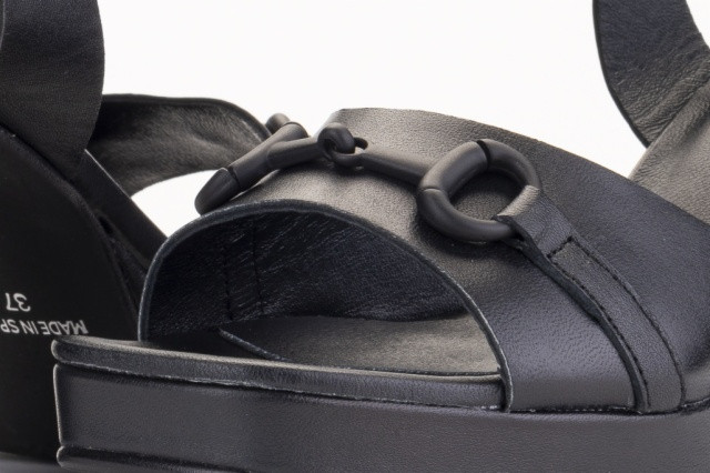 Sandales confortables à talon haut en cuir - Noir - Lince
