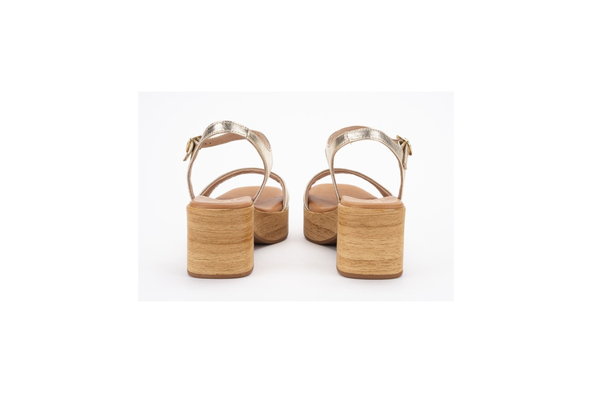Sandales à talon et plateforme en bois - Doré - Lince