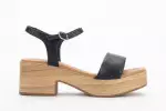 Sandales à talon et plateforme en bois - Noir - Lince