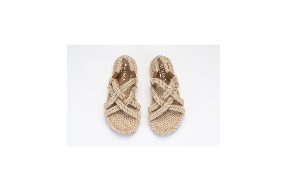 Sandales compensées en corde - Beige - Lince