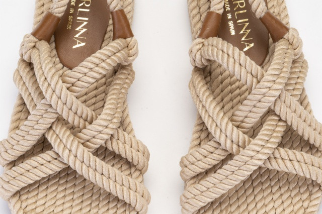 Sandales compensées en corde - Beige - Lince