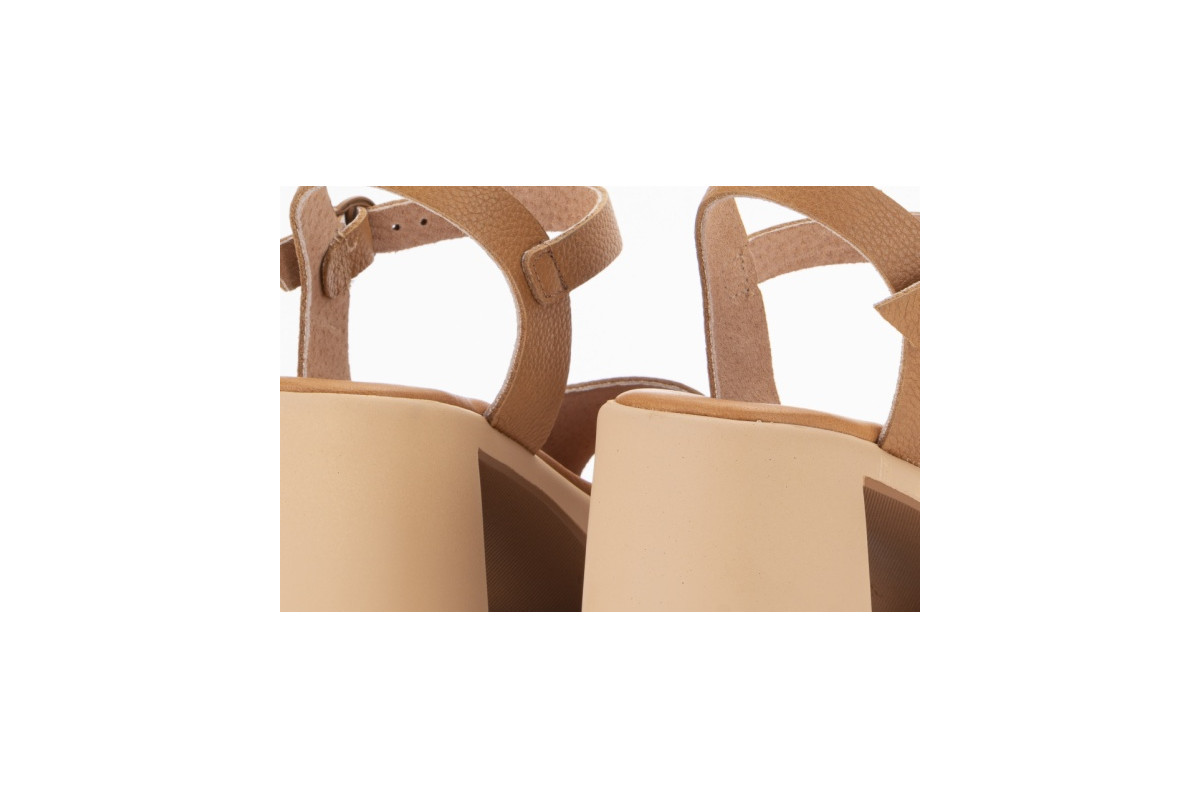 Sandales à talon haut en cuir - Marron - Lince