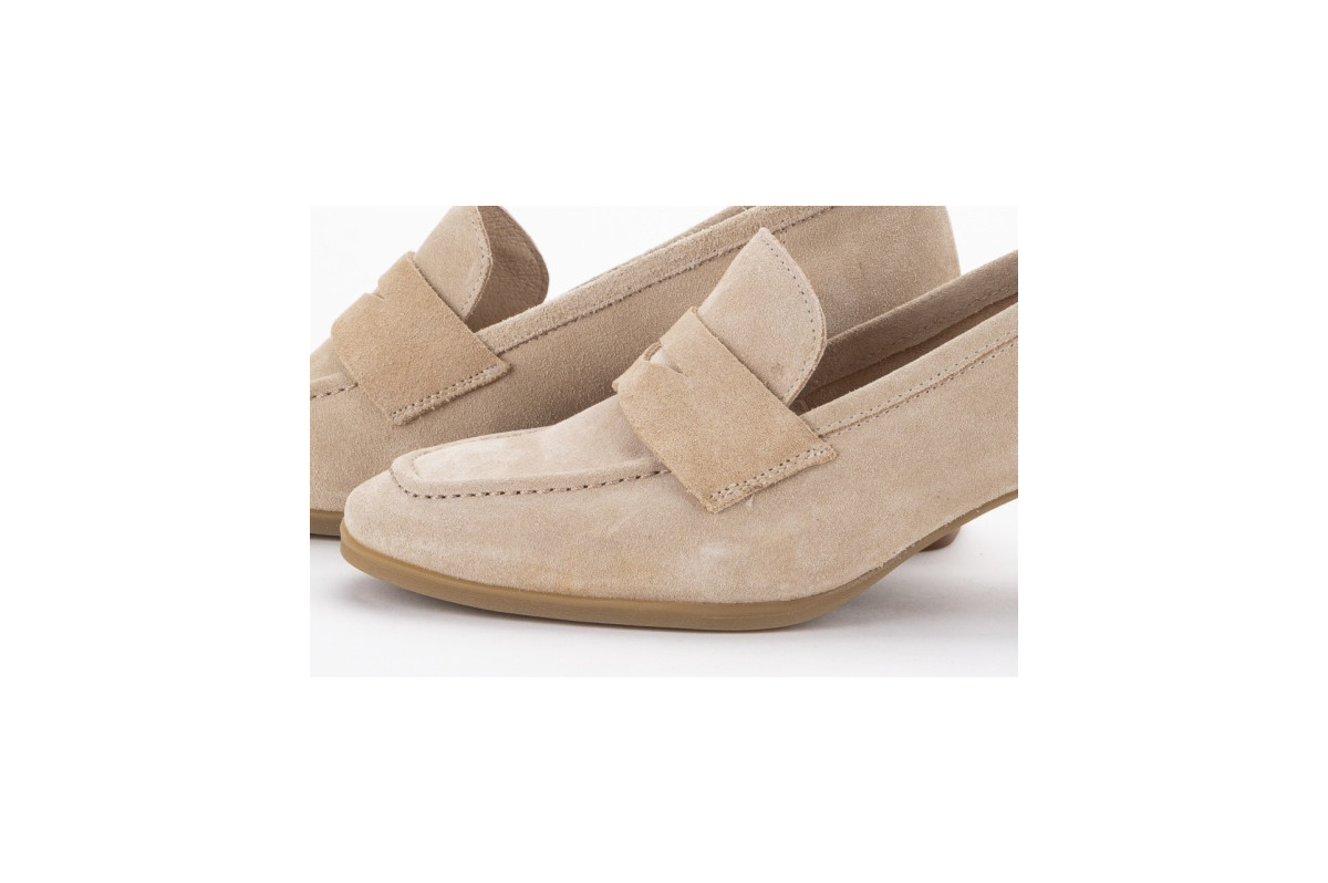 Mocassins à talon en daim - Beige - Lince