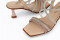 Sandales à talon entonnoir en cuir brides dorées - Beige - Lince