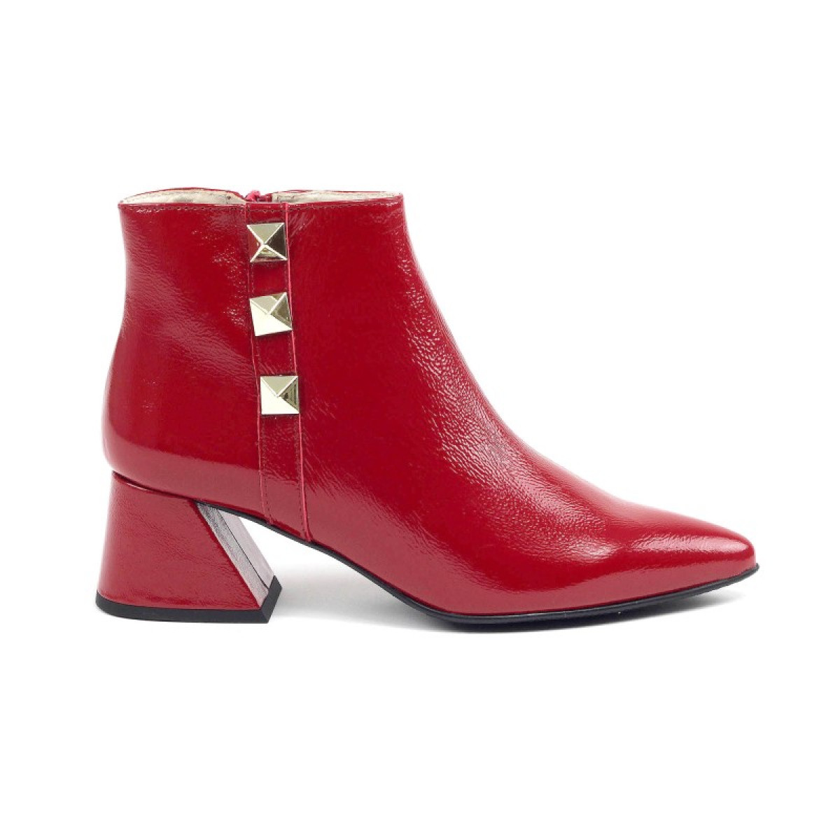 Bottines en cuir à clous - Rouge - Jose Saenz