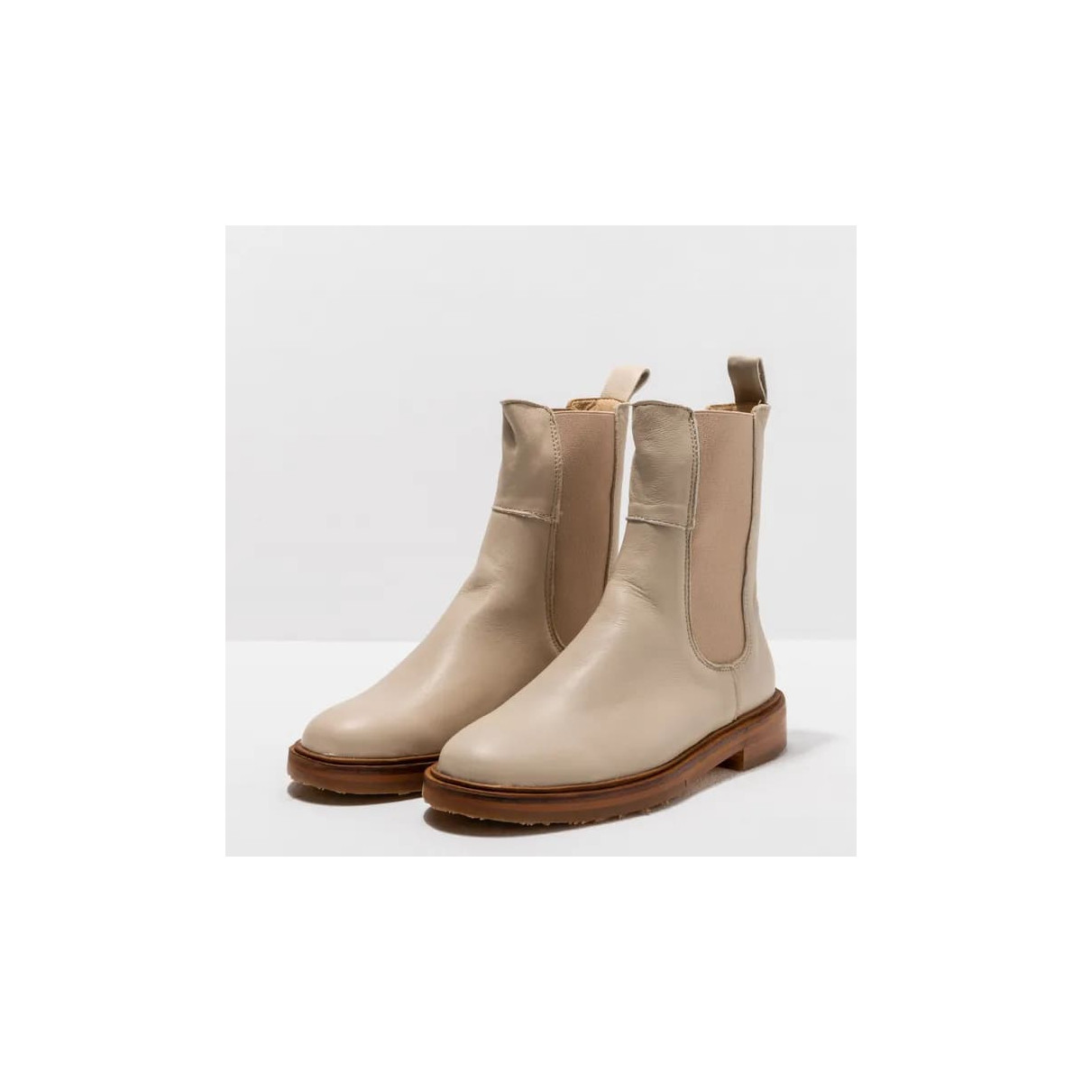 Bottines chelsea en cuir lisse - Beige - Neosens