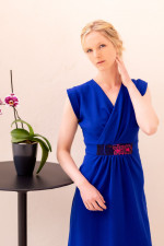 Robe Amanda bleu cintrée noir - Phalaenopsis