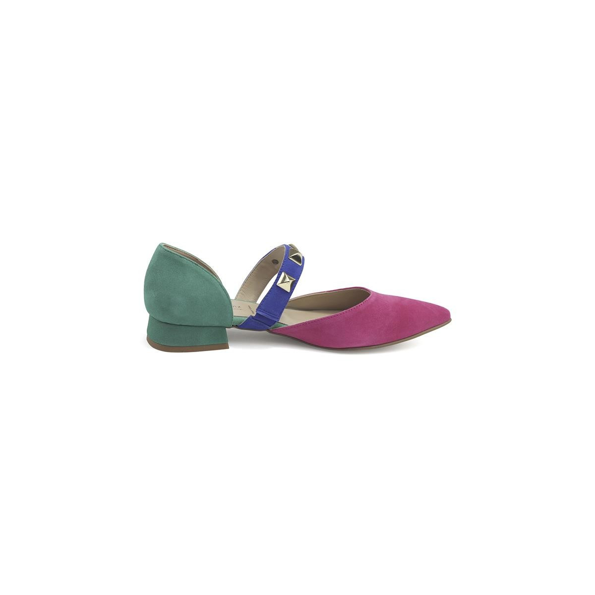 Ballerines ouvertes en cuir avec clous - Multicolore - Jose Saenz