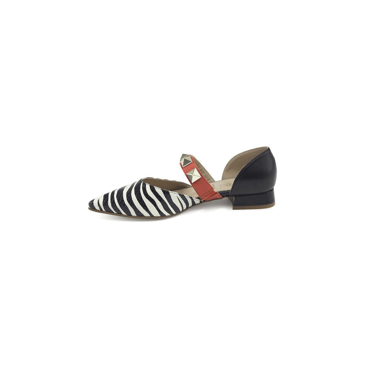 Ballerines ouvertes en cuir avec clous - Multicolore - Jose Saenz