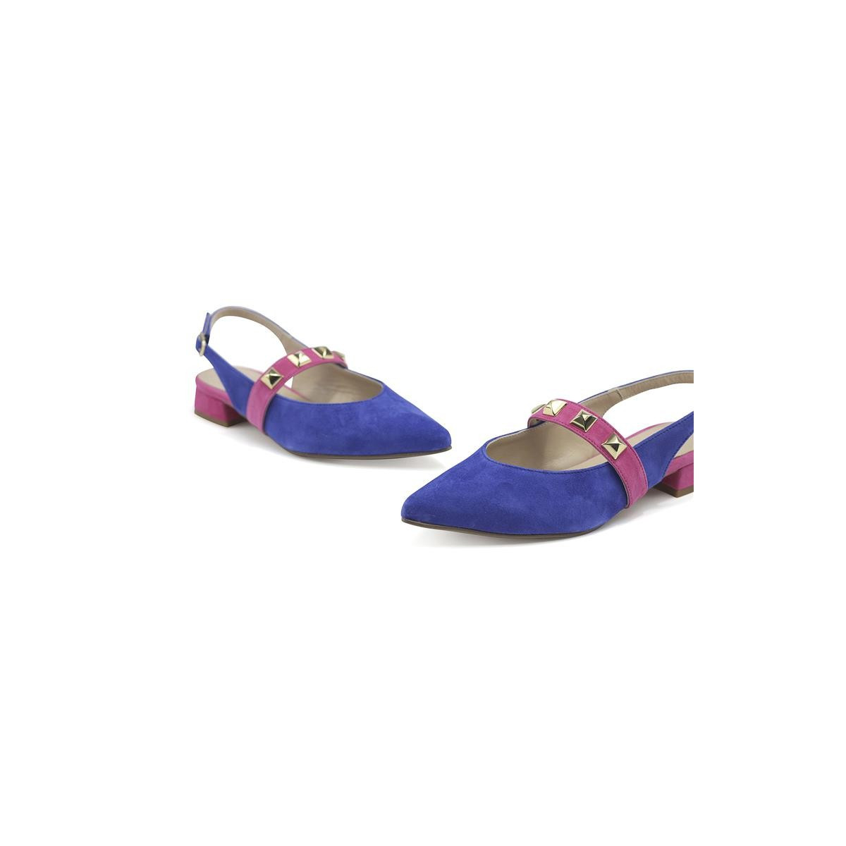 Ballerines ouvertes en cuir avec clous - Multicolore - Jose Saenz