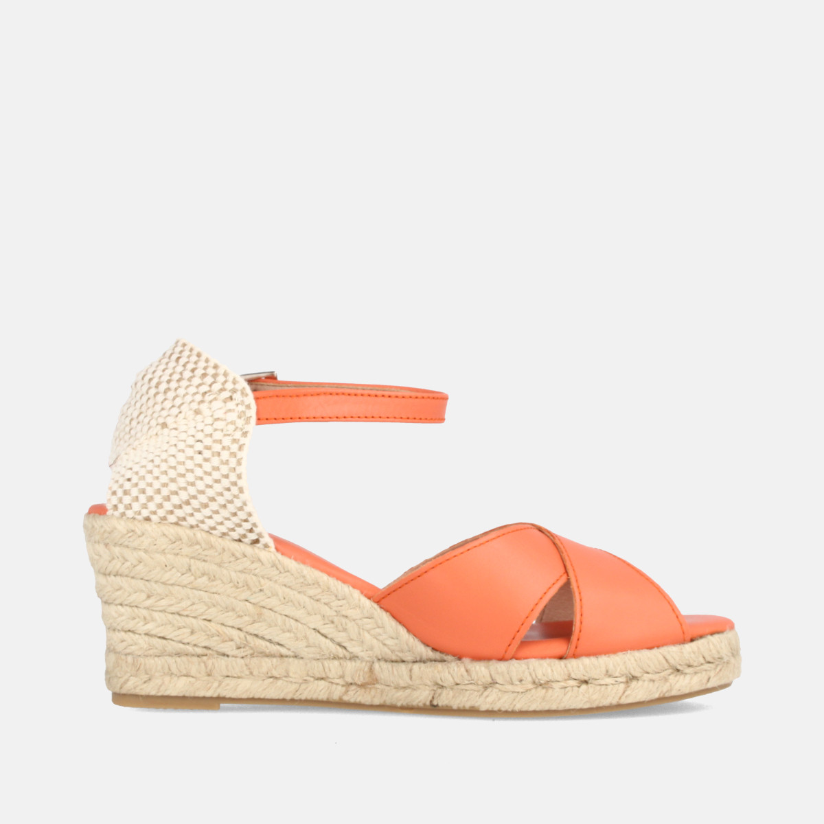 Sandales confortables compensées à bandes croisées - Orange - Marila