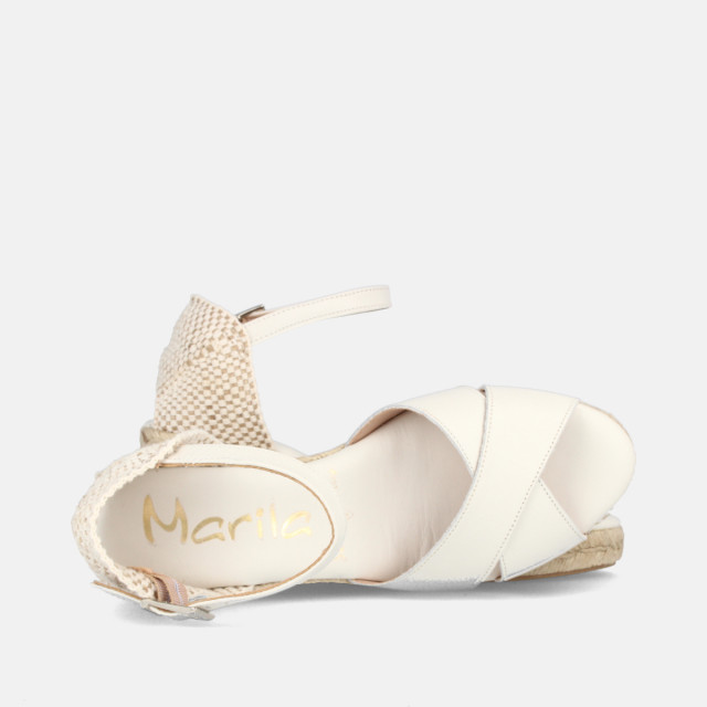 Sandales confortables compensées à bandes croisées - Blanc - Marila