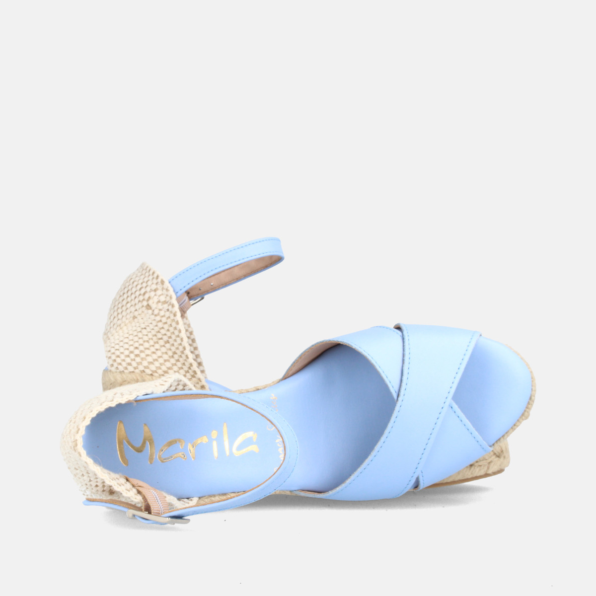 Sandales confortables compensées à bandes croisées - Bleu - Marila