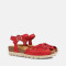 Sandales confortables compensées en cuir doux - Rouge - Marila