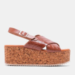 Sandales compensées et à lanières croisées en cuir - Marila
