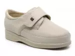 Chaussures pieds larges en cuir à velcro - Beige - Mabel Shoes