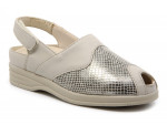 Sandales confort en cuir à velcros - Beige - Mabel Shoes