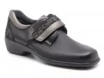 Chaussures confort en cuir à velcros brillant - Noir - Mabel Shoes
