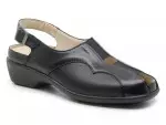 Sandales confort en cuir à élastiques - Noir - Mabel Shoes