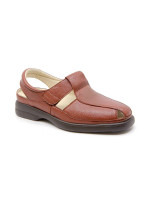 Sandales confort en cuir à velcros - Marron - Mabel Shoes