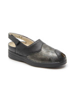 Sandales confort en cuir à velcros - Noir - Mabel Shoes