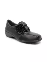 Chaussures pieds délicats à détails verni effet croco - Noir - Mabel Shoes