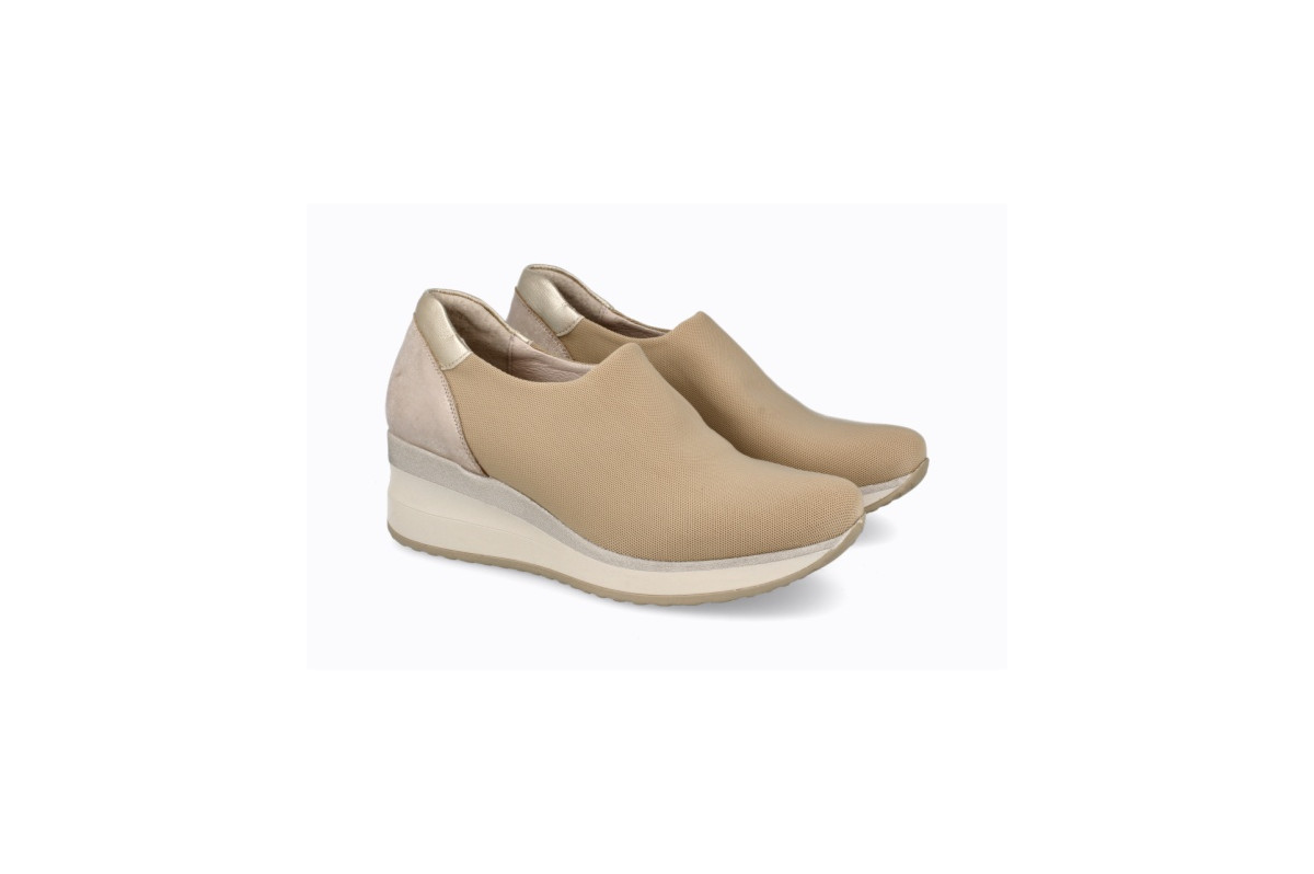 Baskets confortables en lycra élastique - Beige - Lince