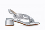 Sandales à talon carré à brides croisées - Argent - Lince