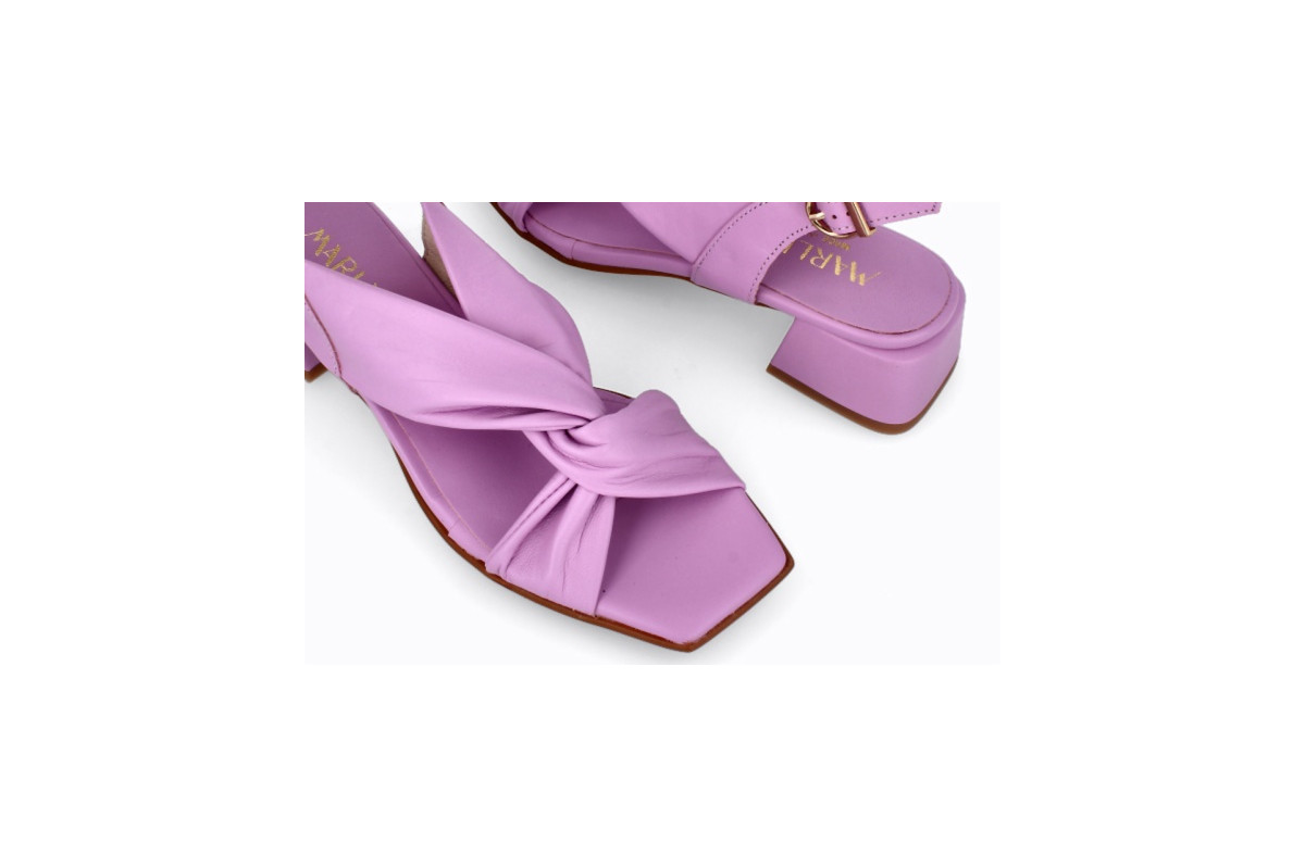 Sandales à talon carré à brides croisées - Rose - Lince