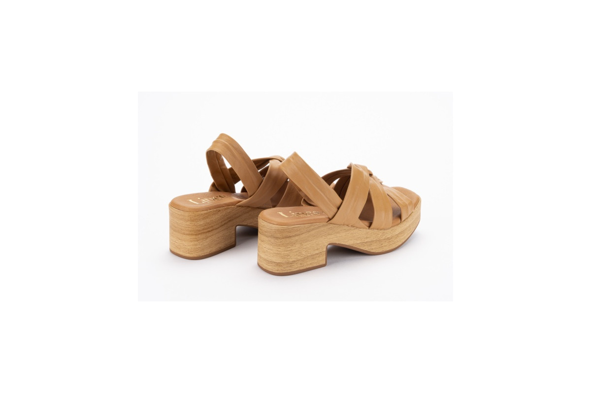 Sandales à talon semi-compensé en bois - Marron - Lince