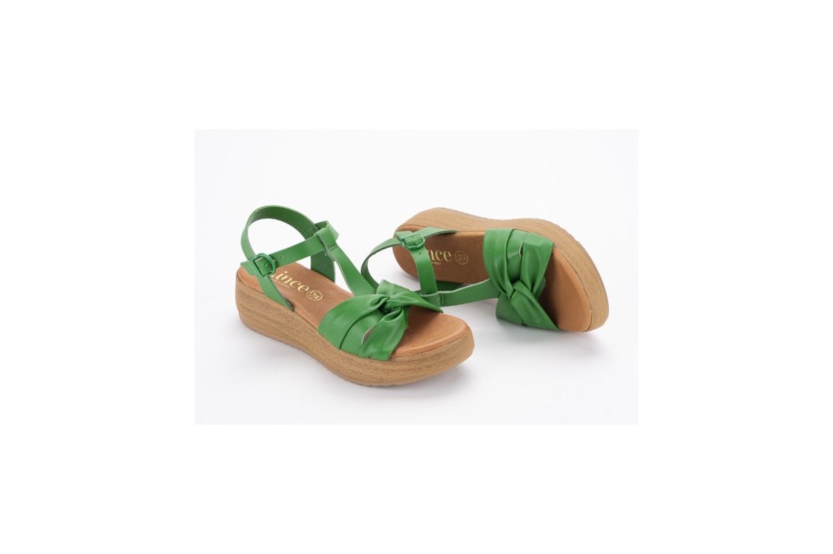 Sandales compensées bride nouée - Vert - Lince